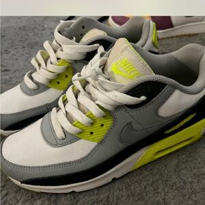 Nike Kids Sneakers - White, Gray, and Neon Yellow